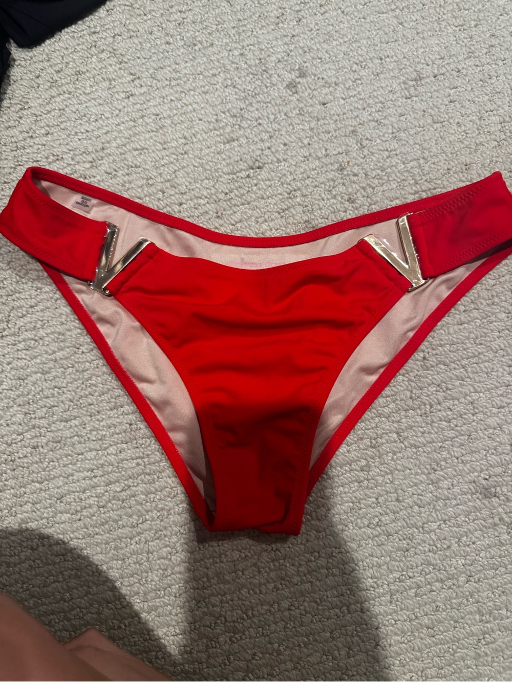 New Victoria’s Secret Red Bikini Bottom with Gold Accent Hardware